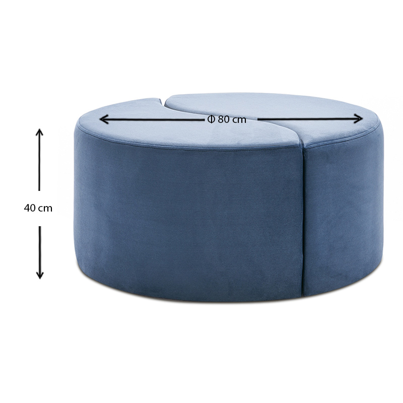 Alis Megapap velvet stool in blue color 80x80x40cm.