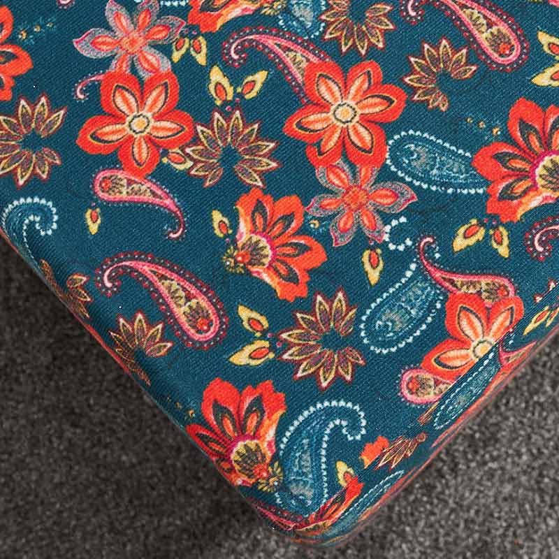 Nergis Megapap square fabric stool in multicolor color 40x40x40cm.