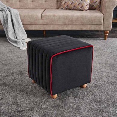 Mona Megapap velvet stool in black color 40x40x40cm.