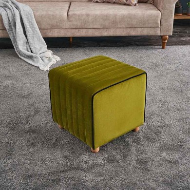 Mona Megapap velvet stool in green color 40x40x40cm.