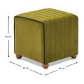 Mona Megapap velvet stool in green color 40x40x40cm.