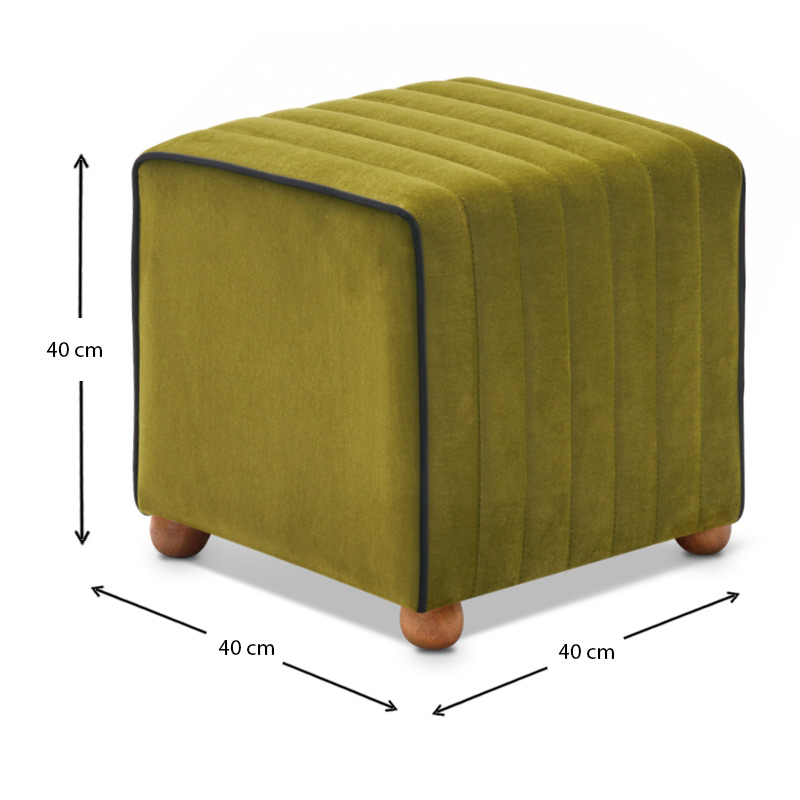 Mona Megapap velvet stool in green color 40x40x40cm.