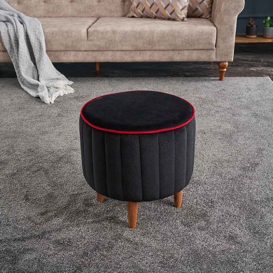 Lindy Megapap velvet stool in black color 40x40x40cm.