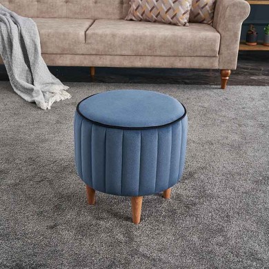 Lindy Megapap velvet stool in blue color 40x40x40cm.