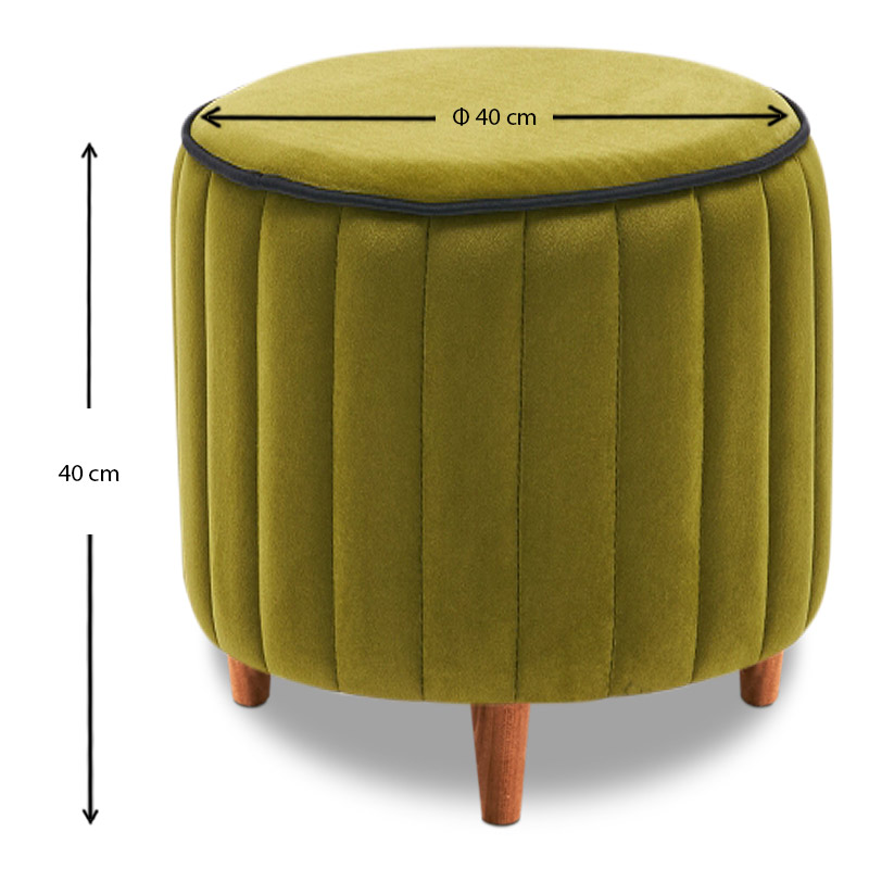 Lindy Megapap velvet stool in green color 40x40x40cm.