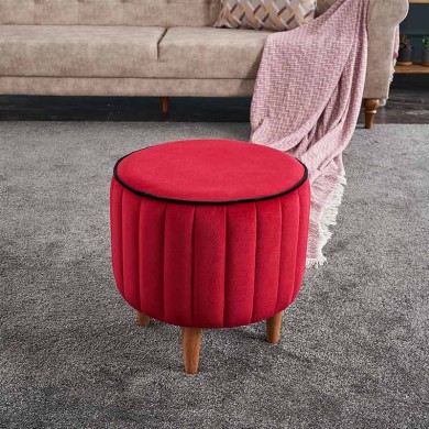 Lindy Megapap velvet stool in red color 40x40x40cm.