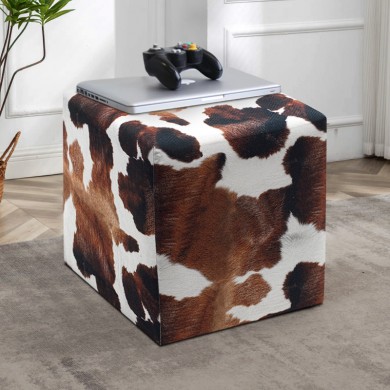 Milky Megapap  fabric stool in brown - white color 40x40x40cm.