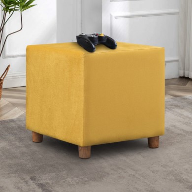 Daisy Megapap fabric stool in yellow color 40x40x40cm.