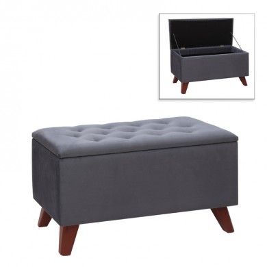 Lotus Megapap velvet fabric stool in anthracite color 90x40x50cm.