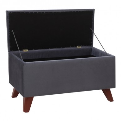 Lotus Megapap velvet fabric stool in anthracite color 90x40x50cm.