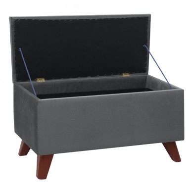 Lotus Megapap velvet fabric stool in grey color 90x40x50cm.