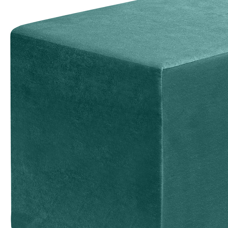 April Megapap velvet fabric stool in dark green color 40x40x40cm.