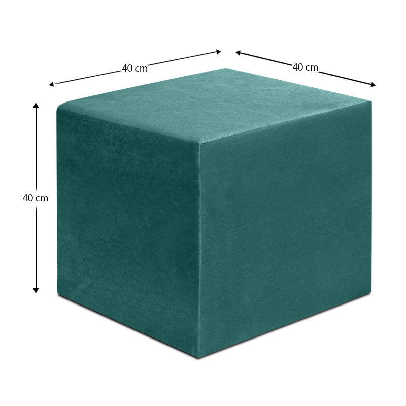 April Megapap velvet fabric stool in dark green color 40x40x40cm.