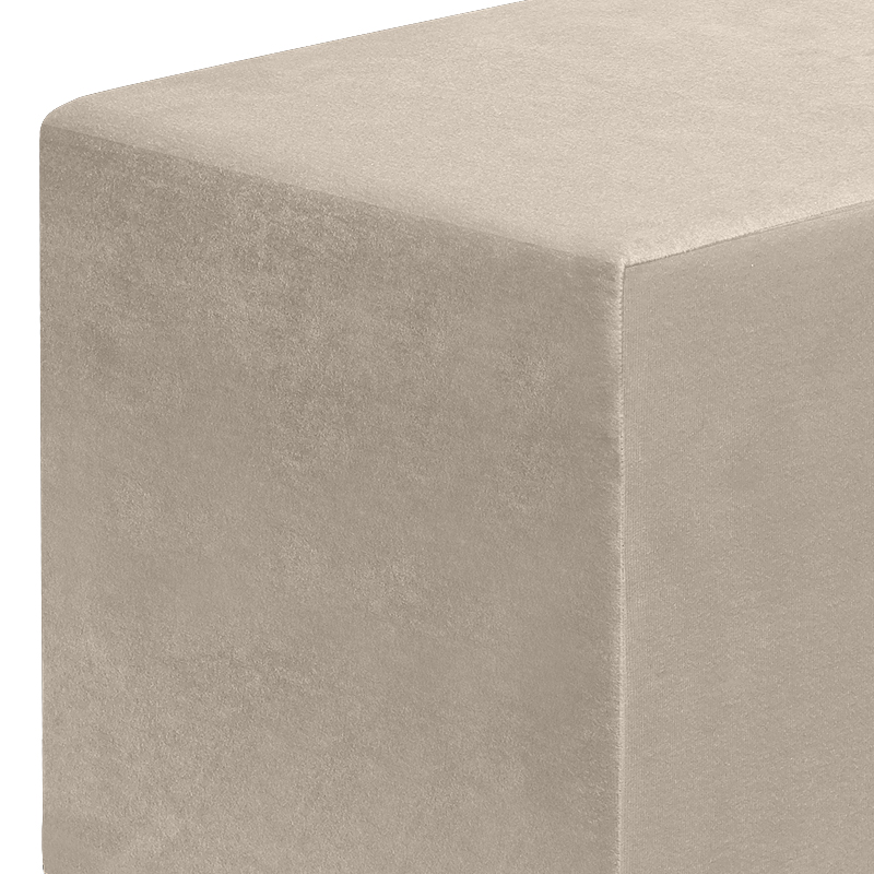 April Megapap velvet fabric stool in beige color 40x40x40cm.