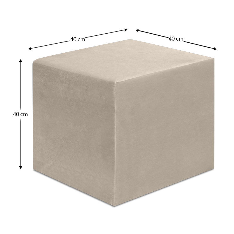 April Megapap velvet fabric stool in beige color 40x40x40cm.
