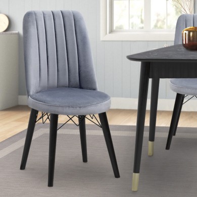 Alegra Megapap dining chair velvet color grey - black legs 46x44x91cm.