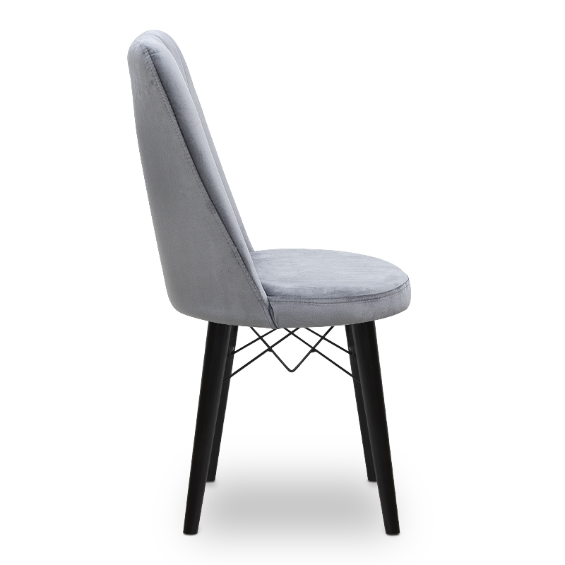 Alegra Megapap dining chair velvet color grey - black legs 46x44x91cm.
