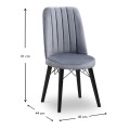 Alegra Megapap dining chair velvet color grey - black legs 46x44x91cm.