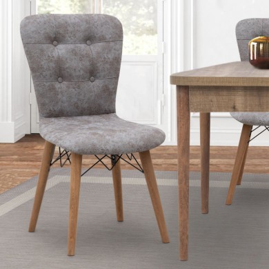 Palmira Megapap dining chair fabric color grey - walnut legs 47x44x88cm.