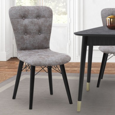 Palmira Megapap dining chair fabric color grey - black legs 47x44x88cm.