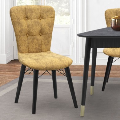 Palmira Megapap dining chair fabric color mustard - black legs 47x44x88cm.