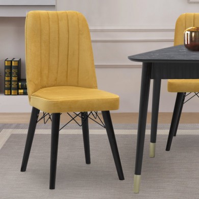 Carla Megapap dining chair velvet color mustard - black legs 45x46x90cm.