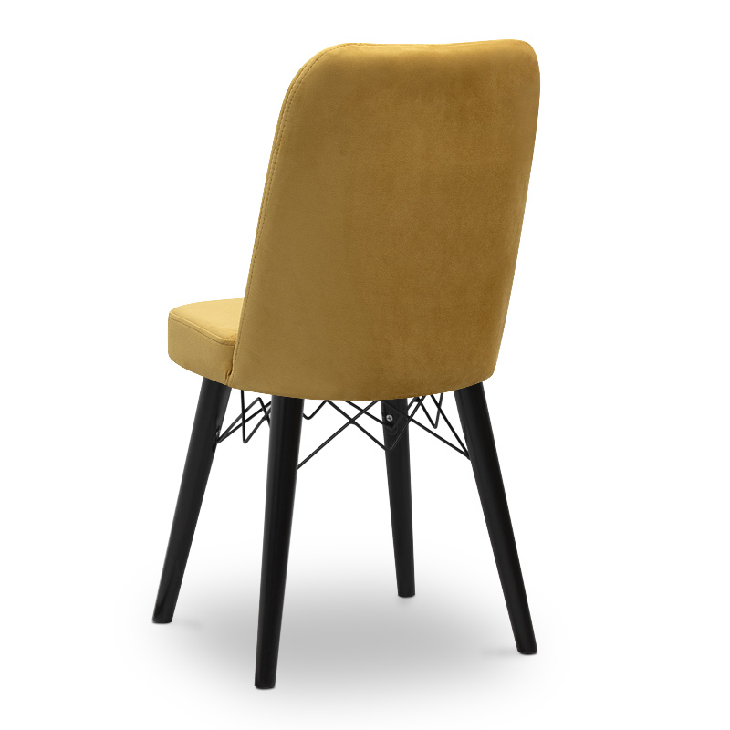 Carla Megapap dining chair velvet color mustard - black legs 45x46x90cm.