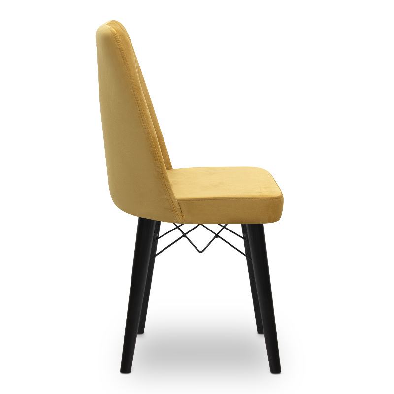 Carla Megapap dining chair velvet color mustard - black legs 45x46x90cm.