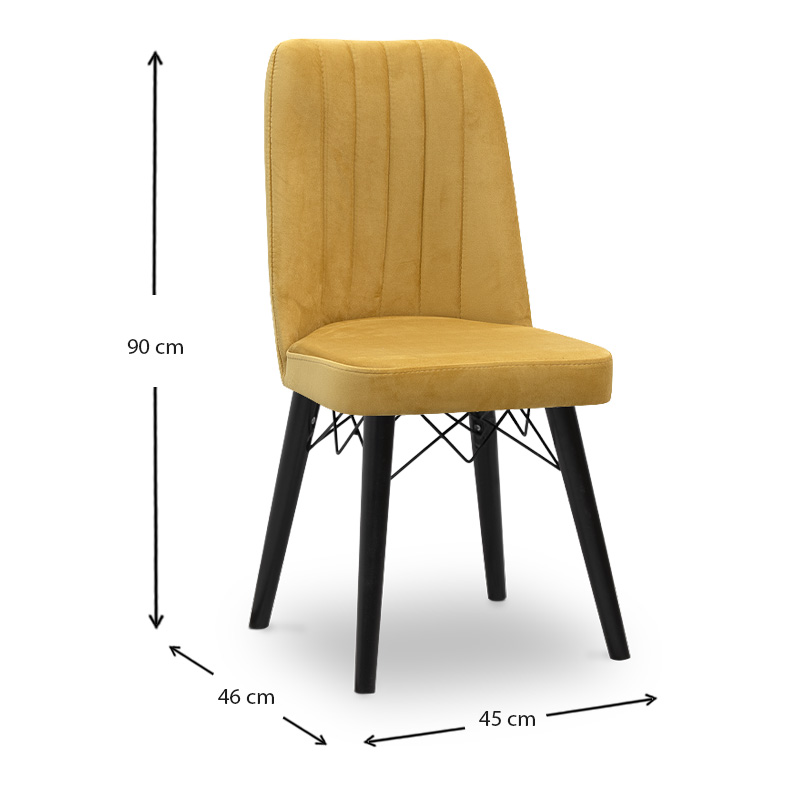 Carla Megapap dining chair velvet color mustard - black legs 45x46x90cm.