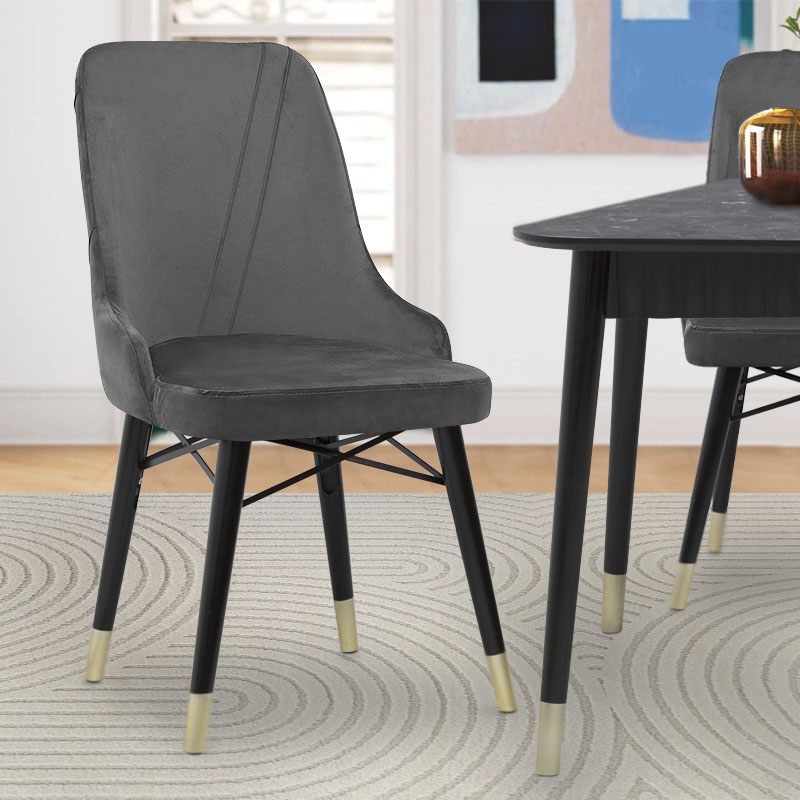 Floria Megapap dining chair velvet color grey - black/gold legs 54x48x91cm.