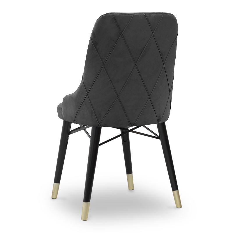 Floria Megapap dining chair velvet color grey - black/gold legs 54x48x91cm.