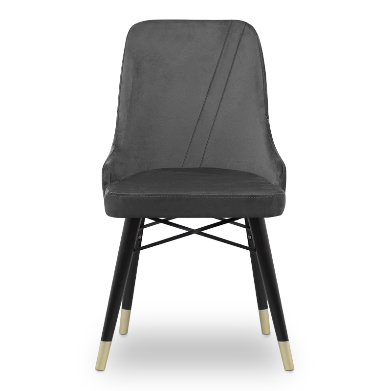 Floria Megapap dining chair velvet color grey - black/gold legs 54x48x91cm.