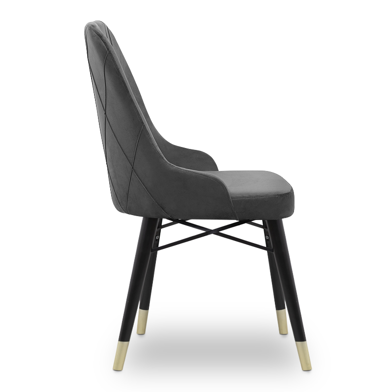 Floria Megapap dining chair velvet color grey - black/gold legs 54x48x91cm.