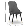 Floria Megapap dining chair velvet color grey - black/gold legs 54x48x91cm.
