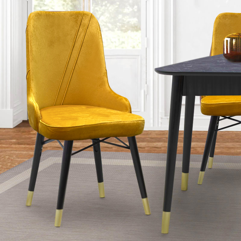 Floria Megapap dining chair velvet color mustard - black/gold legs 54x48x91cm.