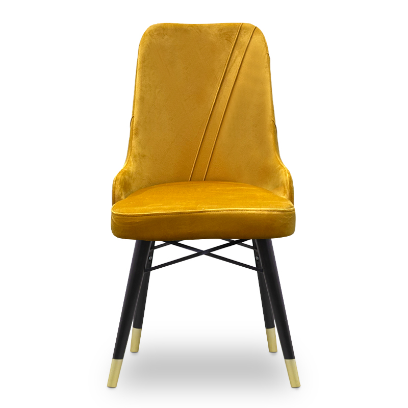Floria Megapap dining chair velvet color mustard - black/gold legs 54x48x91cm.