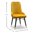 Floria Megapap dining chair velvet color mustard - black/gold legs 54x48x91cm.