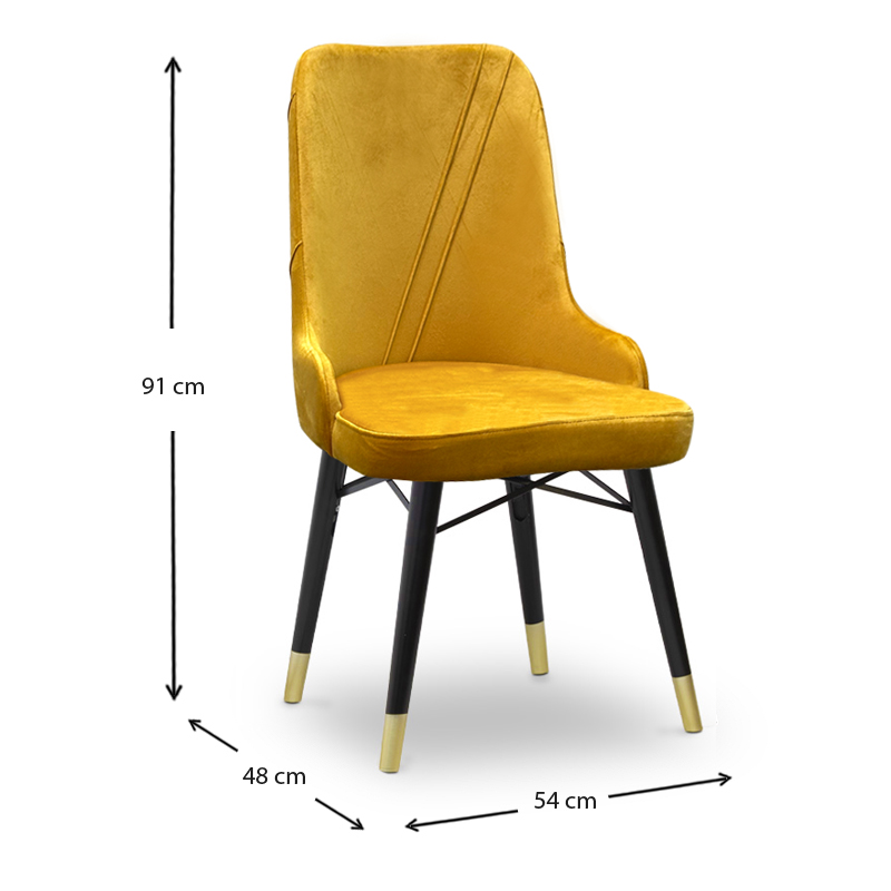 Floria Megapap dining chair velvet color mustard - black/gold legs 54x48x91cm.