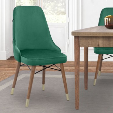 Venus Megapap dining chair velvet color dark green - walnut/gold legs 53x48x95cm.