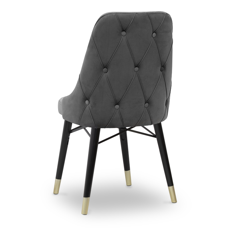 Venus Megapap dining chair velvet color grey - black/gold legs 53x48x95cm.