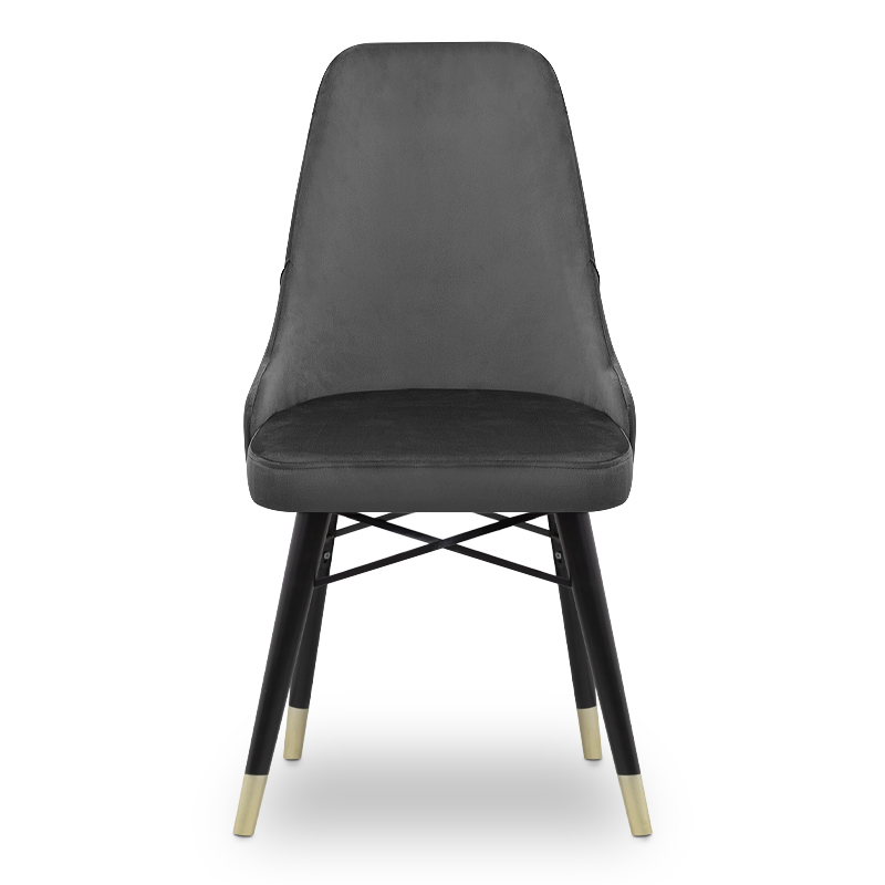 Venus Megapap dining chair velvet color grey - black/gold legs 53x48x95cm.