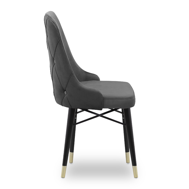 Venus Megapap dining chair velvet color grey - black/gold legs 53x48x95cm.