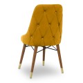 Venus Megapap dining chair velvet color mustard - walnut/gold legs 53x48x95cm.
