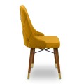 Venus Megapap dining chair velvet color mustard - walnut/gold legs 53x48x95cm.