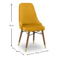 Venus Megapap dining chair velvet color mustard - walnut/gold legs 53x48x95cm.