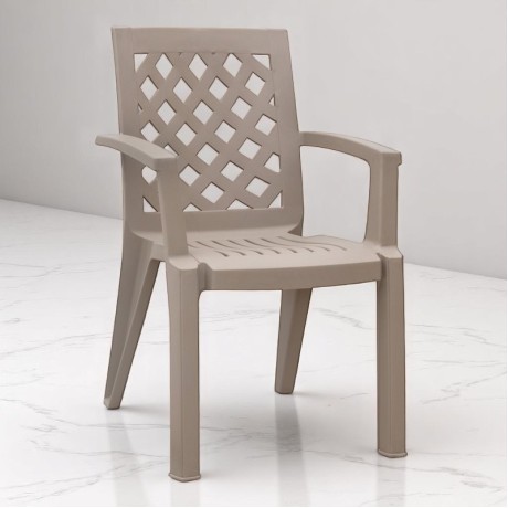 Πολυθρόνα πολυπροπυλενίου Kira Megapap χρώμα cappuccino 58x52x87εκ.