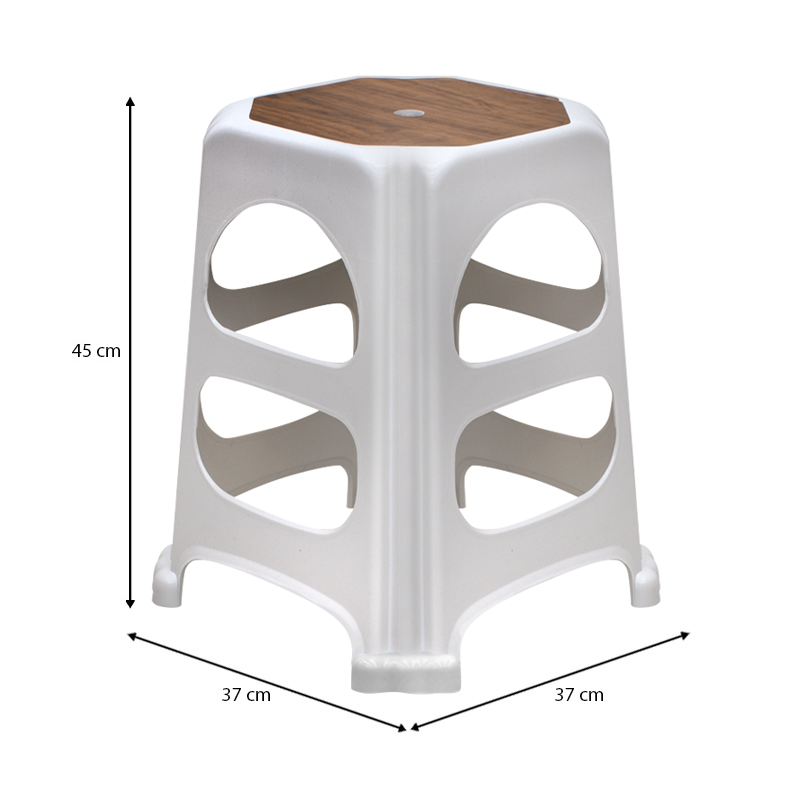 Desia Megapap polypropylene stool in white color 37x37x45cm.
