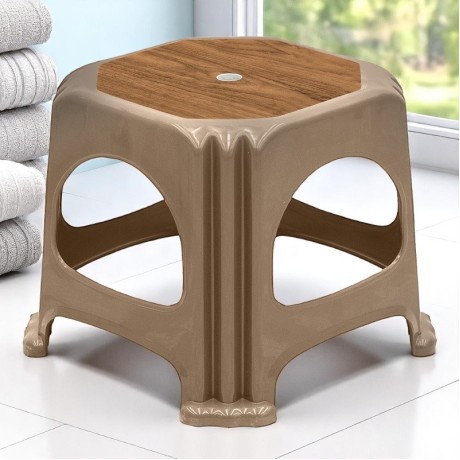 Desia Megapap polypropylene stool in beige color 35x35x32cm.