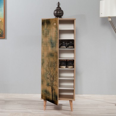 Soho Megapap melamine shoe cabinet in sonoma color 50x38x135cm.