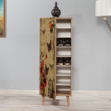 Soho Megapap melamine shoe cabinet in sonoma color 50x38x135cm.